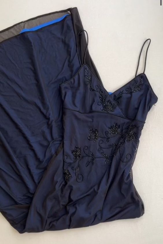 Mermaid Prom Gowns With Straps Navy Blue Prom Dress