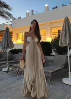 A-Line Spaghetti Straps Blue Backless Prom Dress Long Prom Dresses