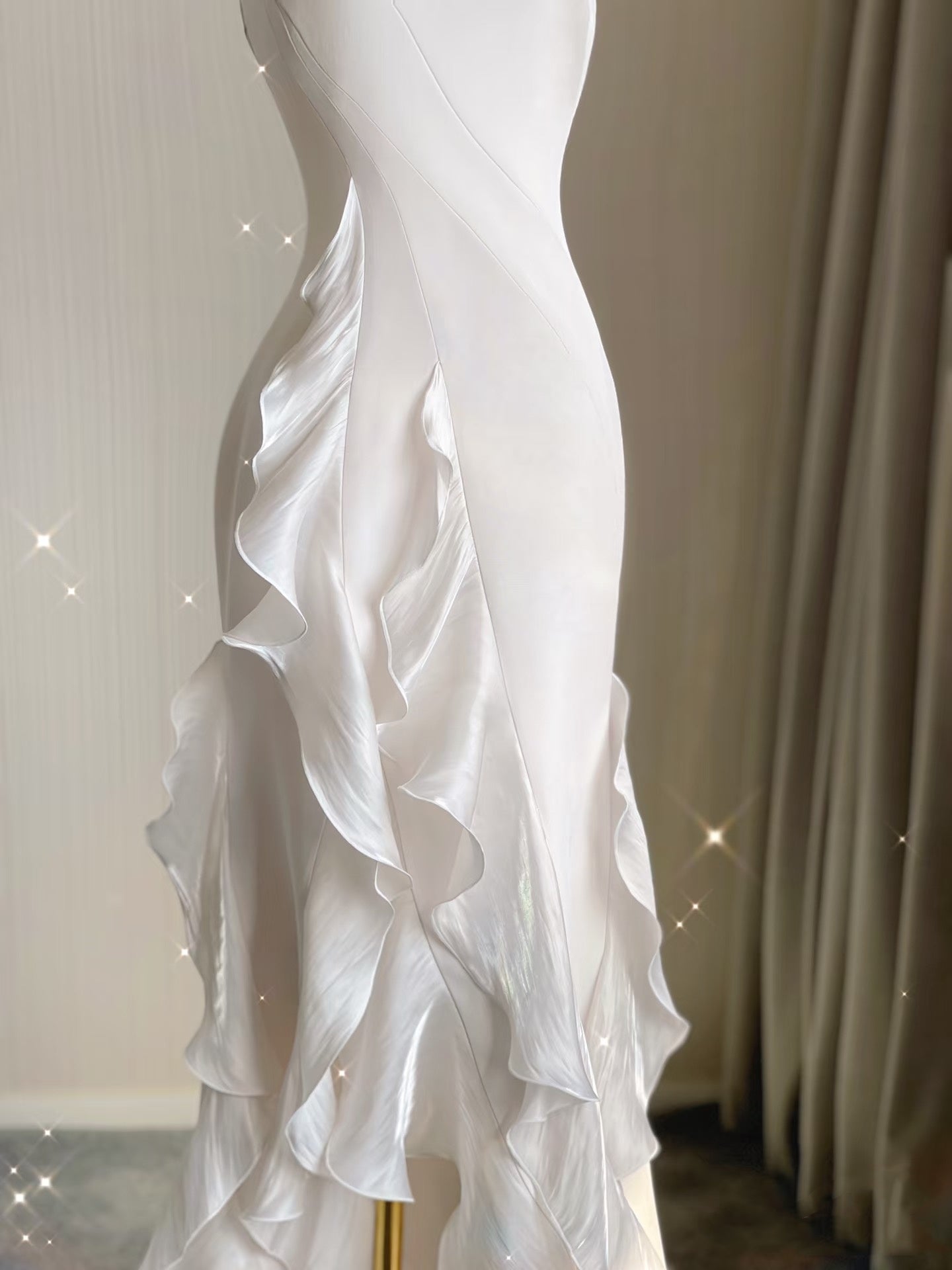 Mermaid Scoop Satin Night Prom Dresses White Long Prom Dress