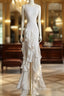 Mermaid Scoop Satin Night Prom Dresses White Long Prom Dress