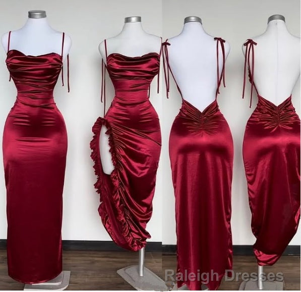 Sexy Mermaid Sleeveless Floor Length Backless Evening Dress Red Prom Dresses Main image