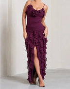 Mermaid Spaghetti Straps Ankle Length Chiffon Prom Dresses Prom Dress