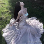 Sexy Mermaid Spaghetti Straps Backless Lilac Birthday Dresses Prom Dress