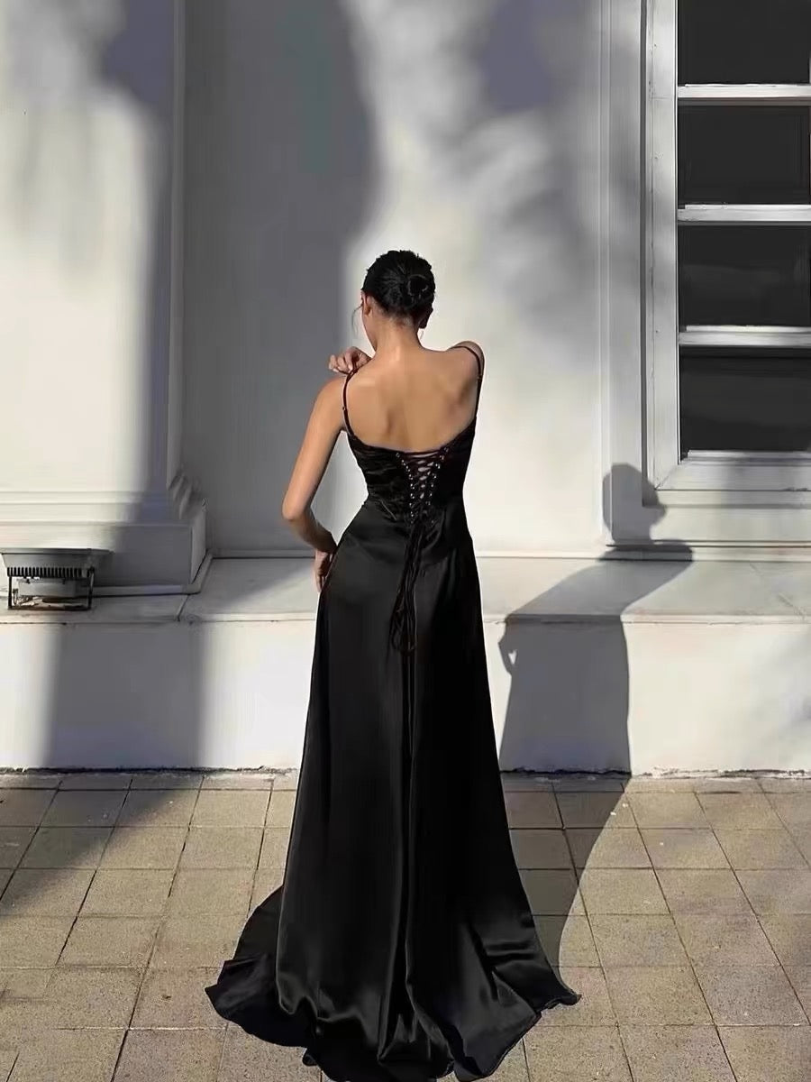 Mermaid Spaghetti Straps Black Birthday Dresses 22Th Birthday Outfits