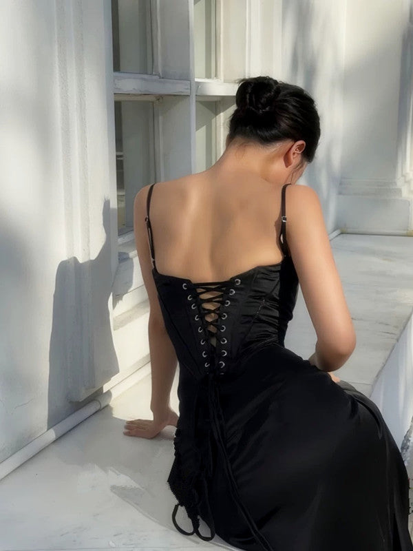Mermaid Spaghetti Straps Black Birthday Dresses 22Th Birthday Outfits