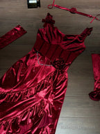 Mermaid Spaghetti Straps Burgundy Christmas Dresses Velvet Prom Dress Birthday Outfits