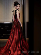 Sexy Mermaid Spaghetti Straps Burgundy Floor Length Prom Dress
