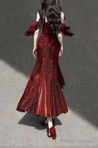 Mermaid Spaghetti Straps Burgundy Prom Dress Long Christmas Night Dresses Birthday Outfits
