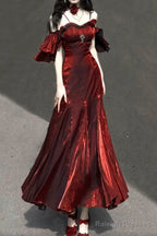 Mermaid Spaghetti Straps Burgundy Prom Dress Long Christmas Night Dresses Birthday Outfits