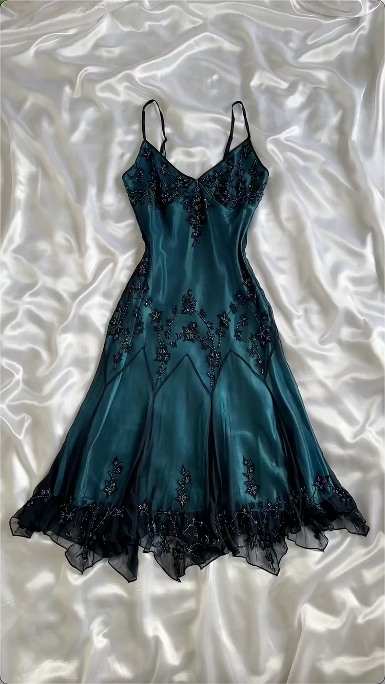 Mermaid Spaghetti Straps Floor Length Beads Prom Dresses Prom Dress