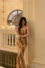 Mermaid Spaghetti Straps Floral Slit Prom Dress Long Birthday Outfit