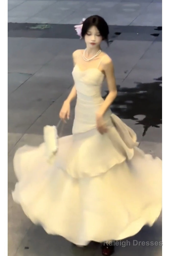 Sexy Mermaid Spaghetti Straps Ivory Long Prom Dresses Night Dress Birthday Outfits Secondary image