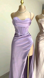 Mermaid Spaghetti Straps Olive Green Long Prom Dresses Backless Prom Dress
