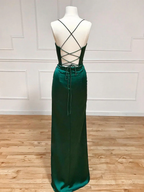 Mermaid Spaghetti Straps Olive Green Long Prom Dresses Backless Prom Dress