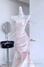 Mermaid Spaghetti Straps Pink Satin Prom Dress Night Dresses Birthday Outfits
