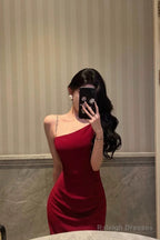 Mermaid Spaghetti Straps Red Prom Dress Birthday Outfits Prom Gowns