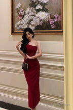 Mermaid Spaghetti Straps Red Prom Dress Birthday Outfits Prom Gowns