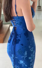 Sexy Mermaid Spaghetti Straps Royal Blue Long Evening Dress Party Dress Prom Dress