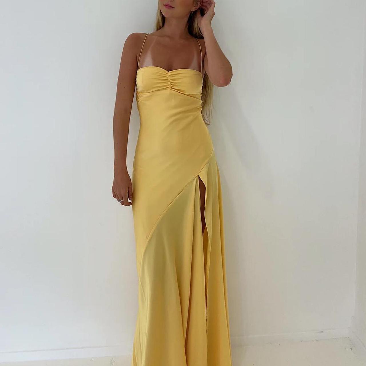 Mermaid Spaghetti Straps Sleeveless Prom Dresses Yellow Prom Dress