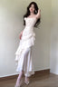 Mermaid Spaghetti Straps White Prom Dress Long Night Dresses Birthday Outfits