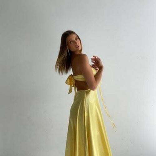 Mermaid Spaghetti Straps Yellow Prom Dresses 21Th Birthday Outfit