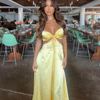 Mermaid Spaghetti Straps Yellow Prom Dresses 21Th Birthday Outfit