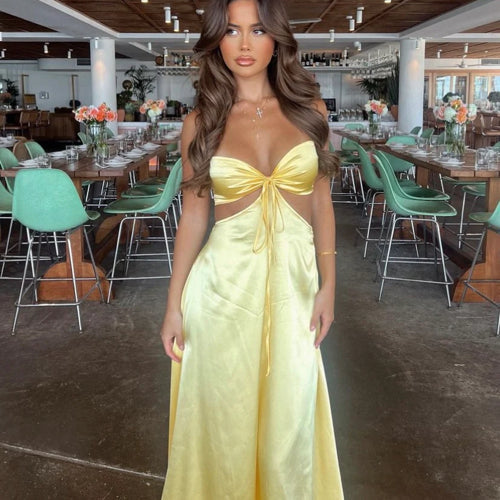 Mermaid Spaghetti Straps Yellow Prom Dresses 21Th Birthday Outfit