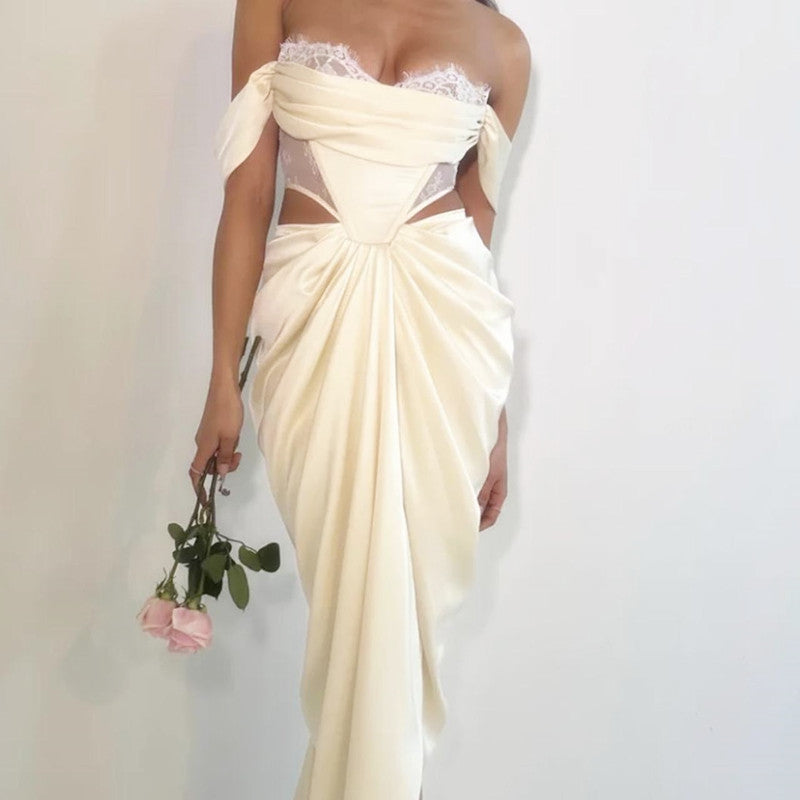 Mermaid Strapless Long Chiffon Prom Dresses