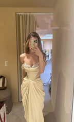 Mermaid Strapless Long Chiffon Prom Dresses
