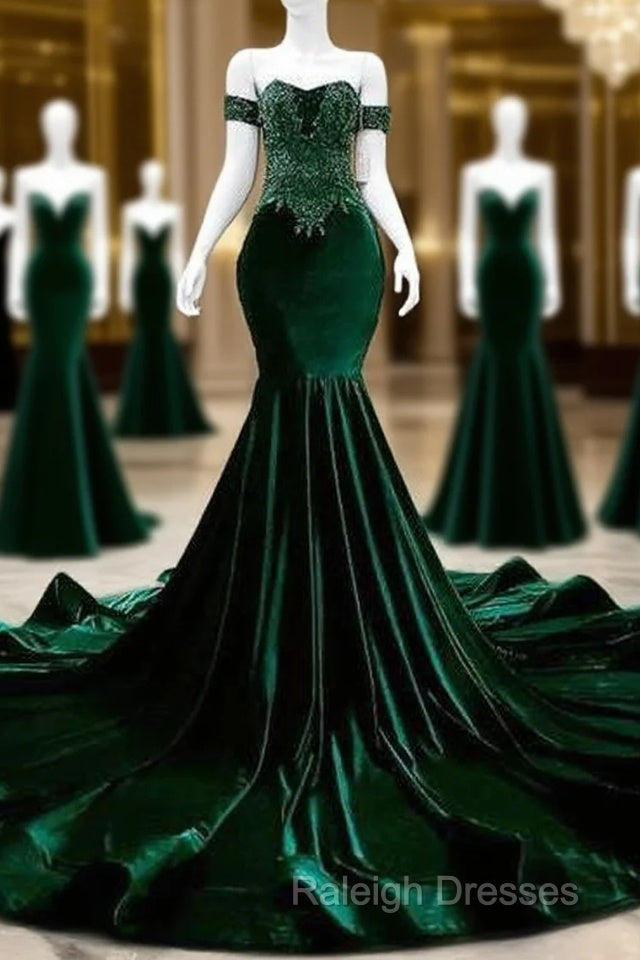 Sexy Mermaid Strapless Long Dark Green Prom Dress Evening Dresses Main image