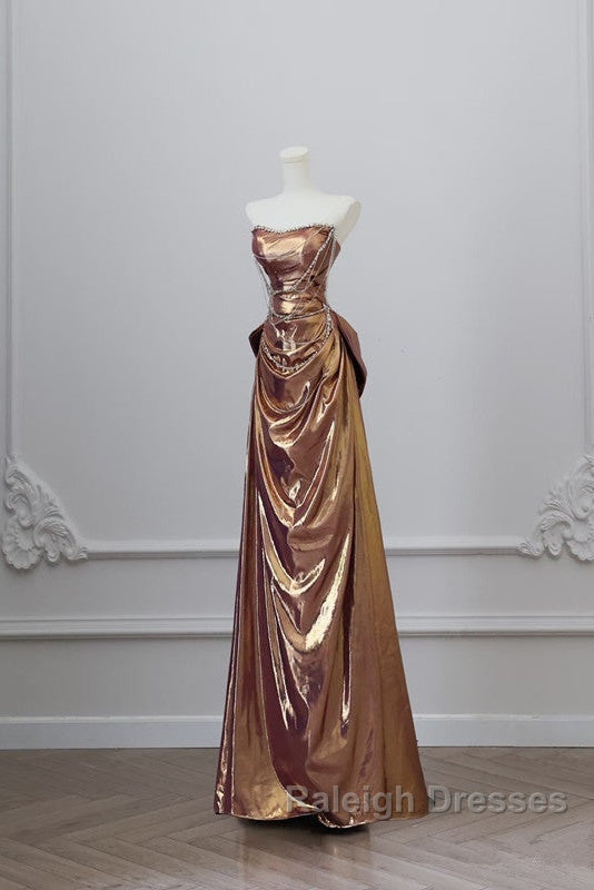 Sexy Mermaid Strapless Sequin Brown Long Prom Dresses Secondary image