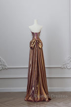 Sexy Mermaid Strapless Sequin Brown Long Prom Dresses