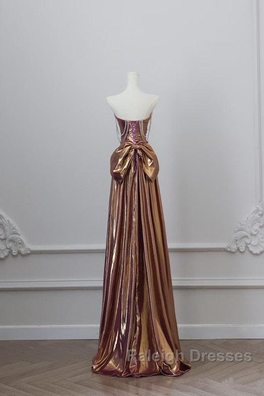 Mermaid Strapless Sequin Brown Long Prom Dress