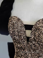 Sexy Mermaid Strapless Sequin Gold Floor Length Prom Dress