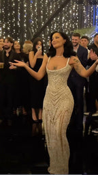 Mermaid Straps Champagne Sequin Prom Dress Long Inspiration Prom Dresses Senior Graduation Dresses