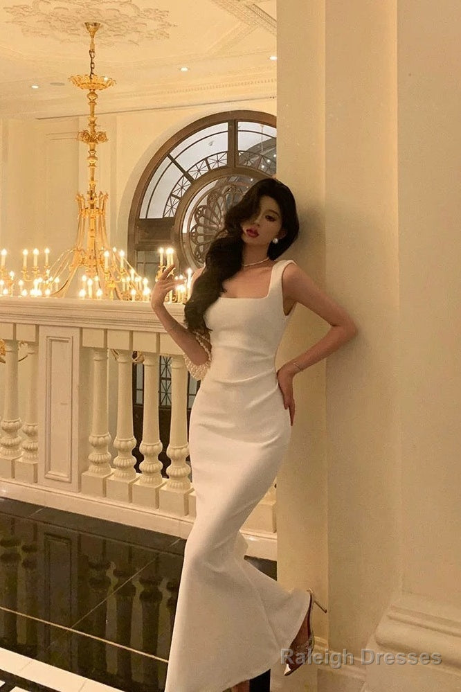 Sexy Mermaid Straps White Sleeveless Date Night Dress Prom Dresses Birthday Outfits Secondary image