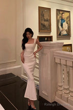 Mermaid Straps White Sleeveless Date Night Dresses Prom Dress Birthday Outfits