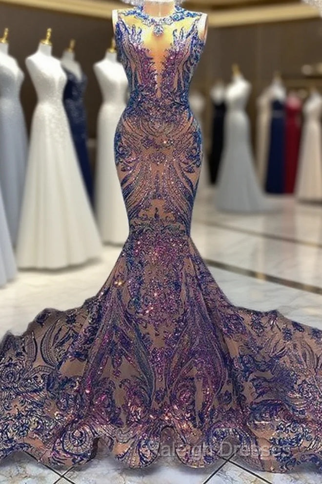 Sexy Mermaid Style Sequin African Women Black Girls Gala Celebrity Prom Party Night Gowns