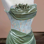 Mermaid Sweetheart Green Long Prom Dresses Satin Prom Dress