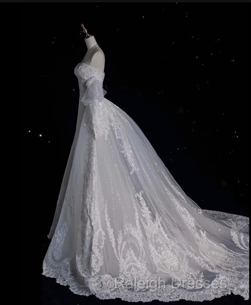 Mermaid Sweetheart Long Sleeves White Lace Wedding Dress Brides Dresses Secondary image