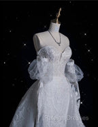 Mermaid Sweetheart Long Sleeves White Lace Wedding Dress Brides Dresses
