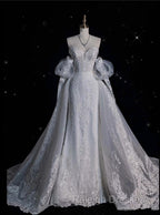 Sexy Mermaid Sweetheart Long Sleeves White Lace Wedding Dresses Brides Dress