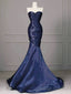 Sexy Mermaid Sweetheart Navy Blue Floor Length Prom Dress