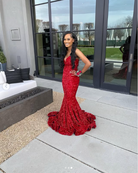 Mermaid Sweetheart Neckline Sequin Black Girl Red Prom Gowns Prom Dress