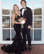 Mermaid Sweetheart Neckline Sequin Black Girl Red Prom Gowns Prom Dress