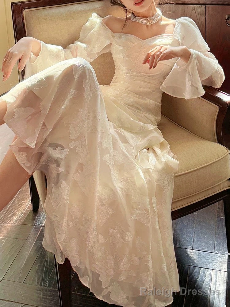 Sexy Mermaid Sweetheart Neckline White Lace Ruffles Long Evening Dress Prom Dresses Main image