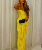 Mermaid Sweetheart Ruffles Yellow Prom Dresses Weddingh Guest Dress