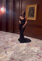 Mermaid Sweetheart Sequin Slit Black Prom Dress Long Prom Dresses