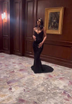 Mermaid Sweetheart Sequin Slit Black Prom Dress Long Prom Dresses