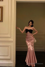 Sexy Mermaid Sweetheart White Long Satin Prom Dresses Birthday Outfits